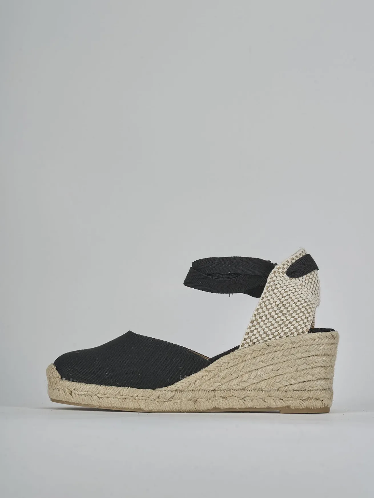 Espadrillas tacco 6cm tessuto nero