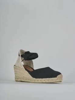 Espadrillas tacco 6cm tessuto nero