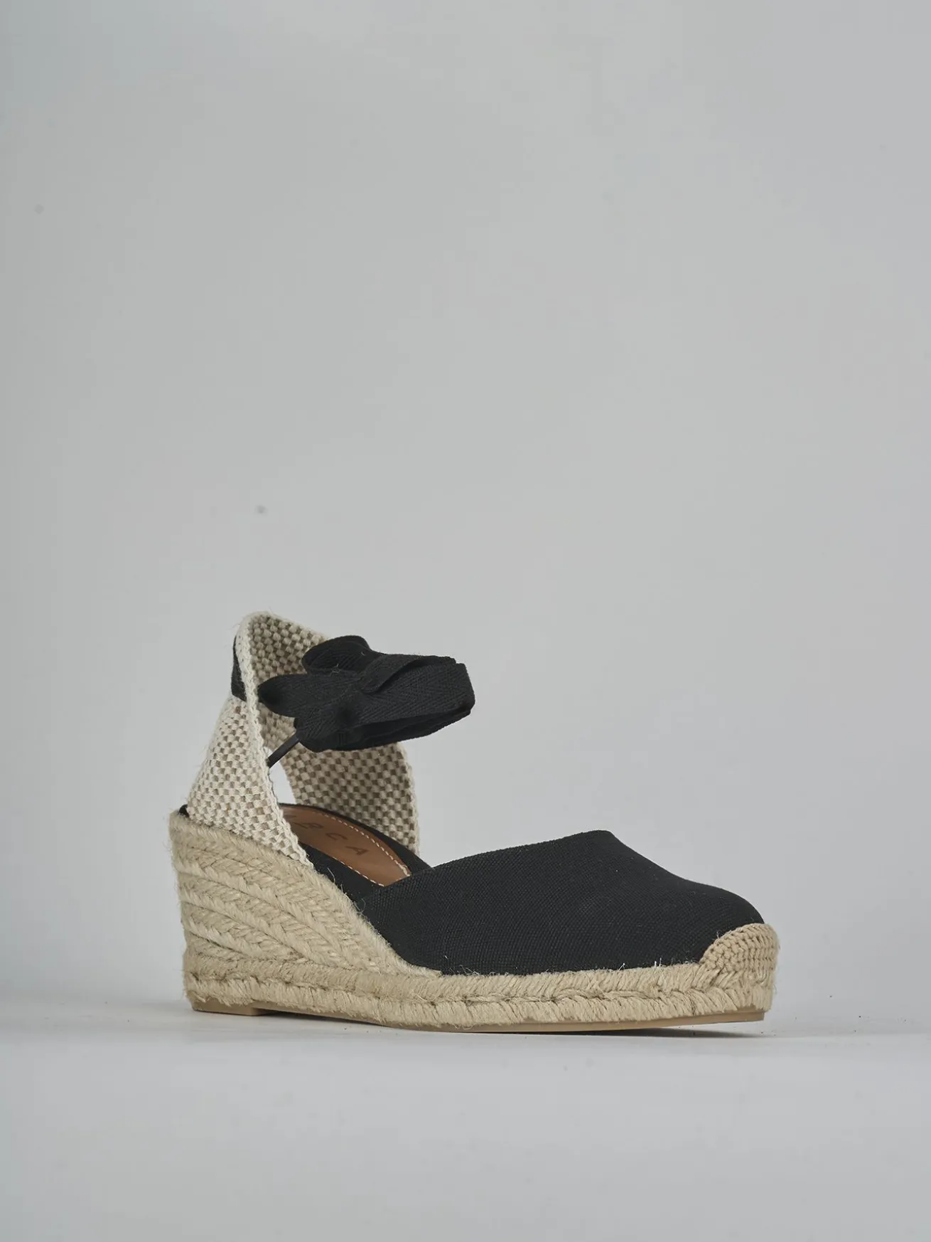 Espadrillas tacco 6cm tessuto nero