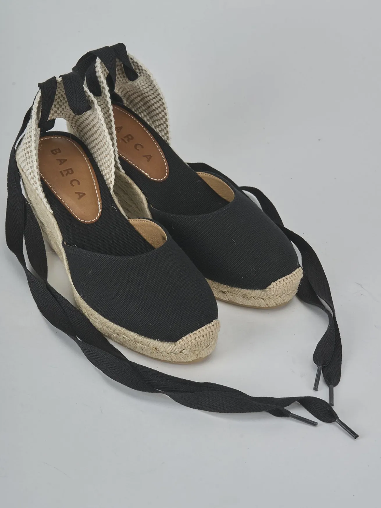 Espadrillas tacco 6cm tessuto nero
