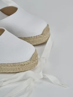 Espadrillas tacco 9cm tessuto bianco