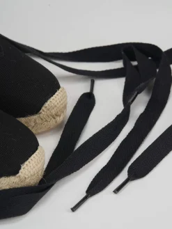 Espadrillas tacco 8cm tessuto nero