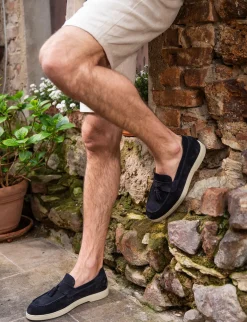 Mocassini camoscio blu