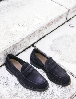 Mocassini camoscio blu