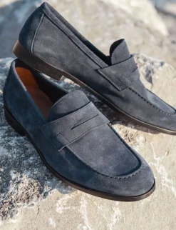 Mocassini camoscio blu