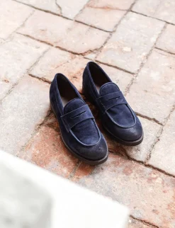 Mocassini camoscio blu