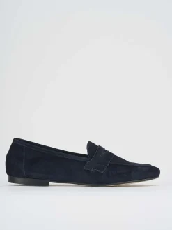 Mocassini tacco 1cm camoscio blu