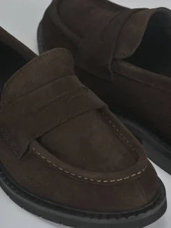 Mocassini tacco 1cm camoscio testa