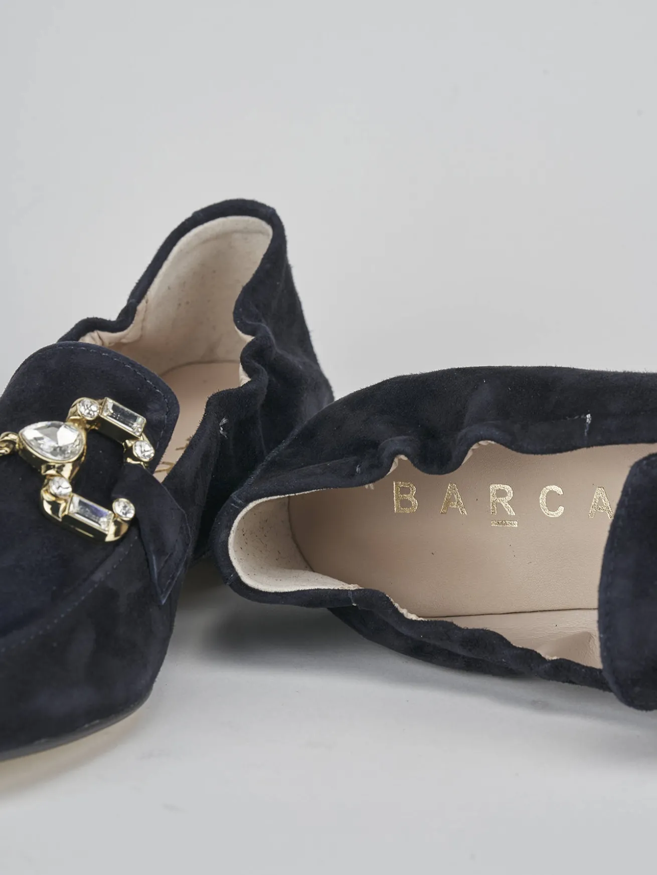 Mocassini tacco 1cm camoscio blu