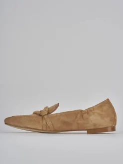 Mocassini tacco 1cm camoscio marrone