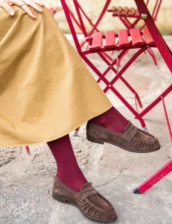 Mocassini tacco 1cm camoscio testa