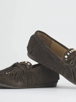 Mocassini tacco 1cm camoscio testa