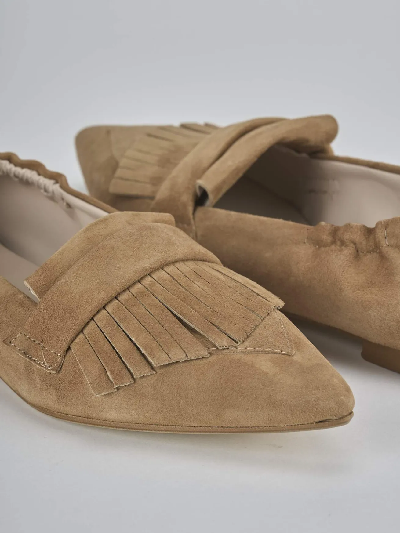 Mocassini tacco 1cm camoscio marrone