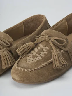 Mocassini tacco 1cm camoscio beige