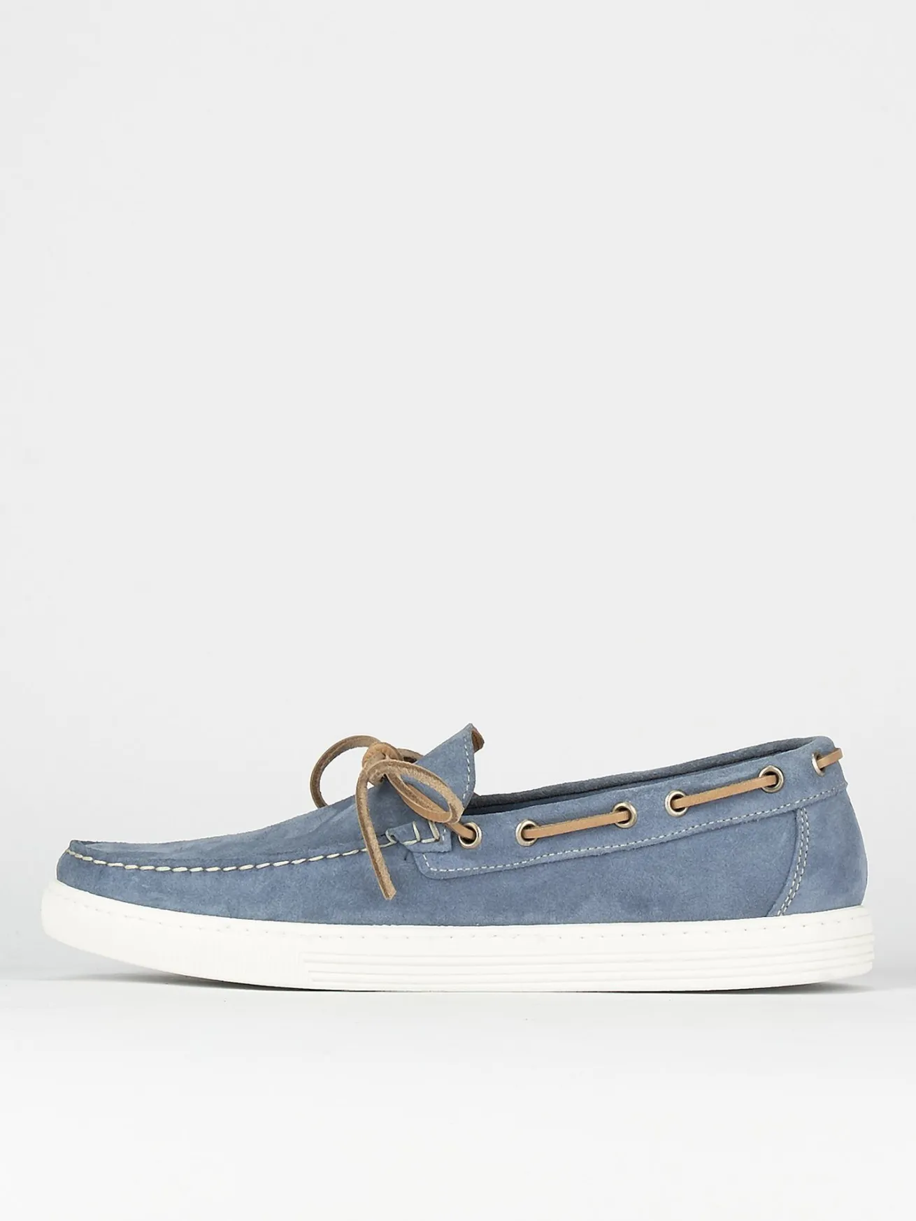 Mocassini tacco 1cm camoscio azzurro