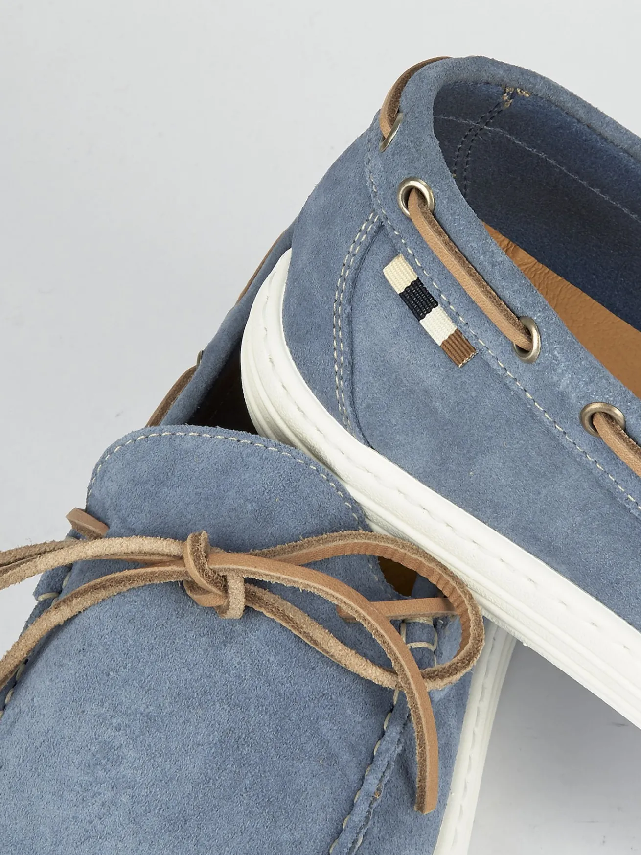 Mocassini tacco 1cm camoscio azzurro