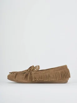 Mocassini tacco 1cm camoscio marrone