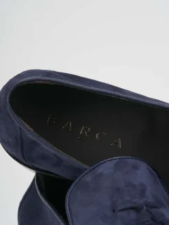 Mocassini tacco 2cm camoscio blu