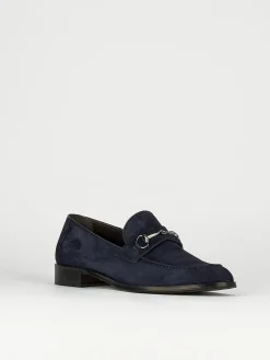 Mocassini tacco 1cm camoscio blu