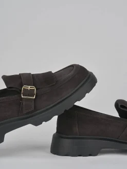 Mocassini tacco 3cm camoscio testa