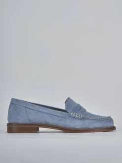 Mocassini tacco 1cm camoscio jeans