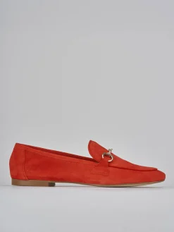 Mocassini tacco 1cm camoscio rosso