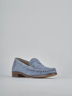 Mocassini tacco 1cm camoscio jeans