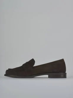 Mocassini tacco 2cm camoscio testa