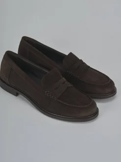 Mocassini tacco 2cm camoscio testa