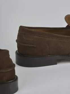 Mocassini tacco 1cm camoscio marrone