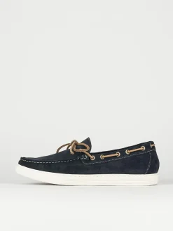 Mocassini tacco 1cm camoscio blu