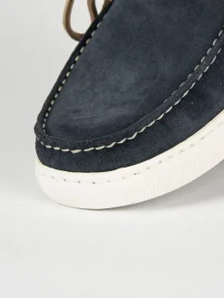 Mocassini tacco 1cm camoscio blu