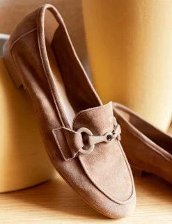 Mocassini tacco 1cm camoscio marrone