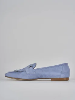 Mocassini tacco 1cm camoscio jeans