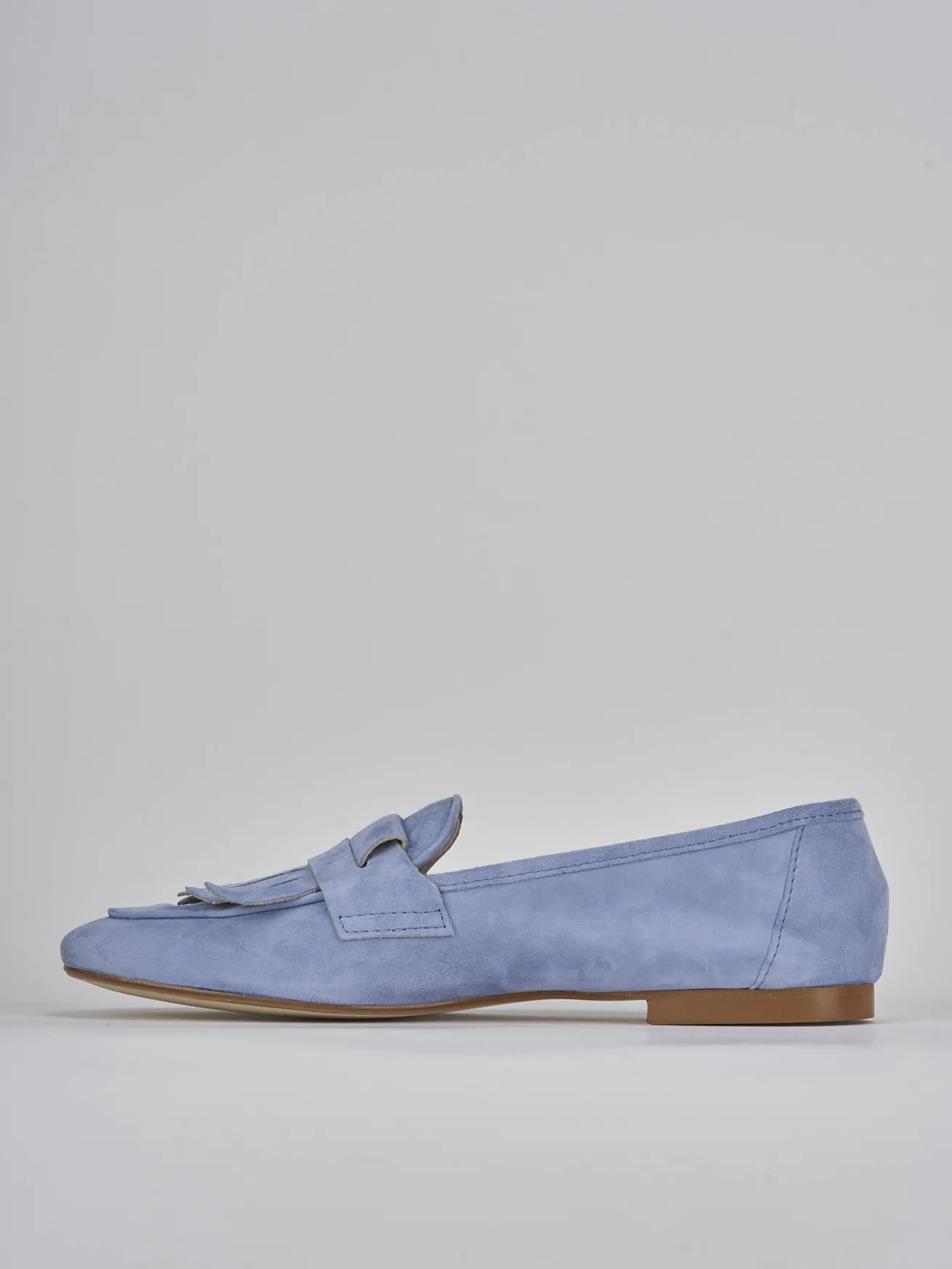 Mocassini tacco 1cm camoscio jeans