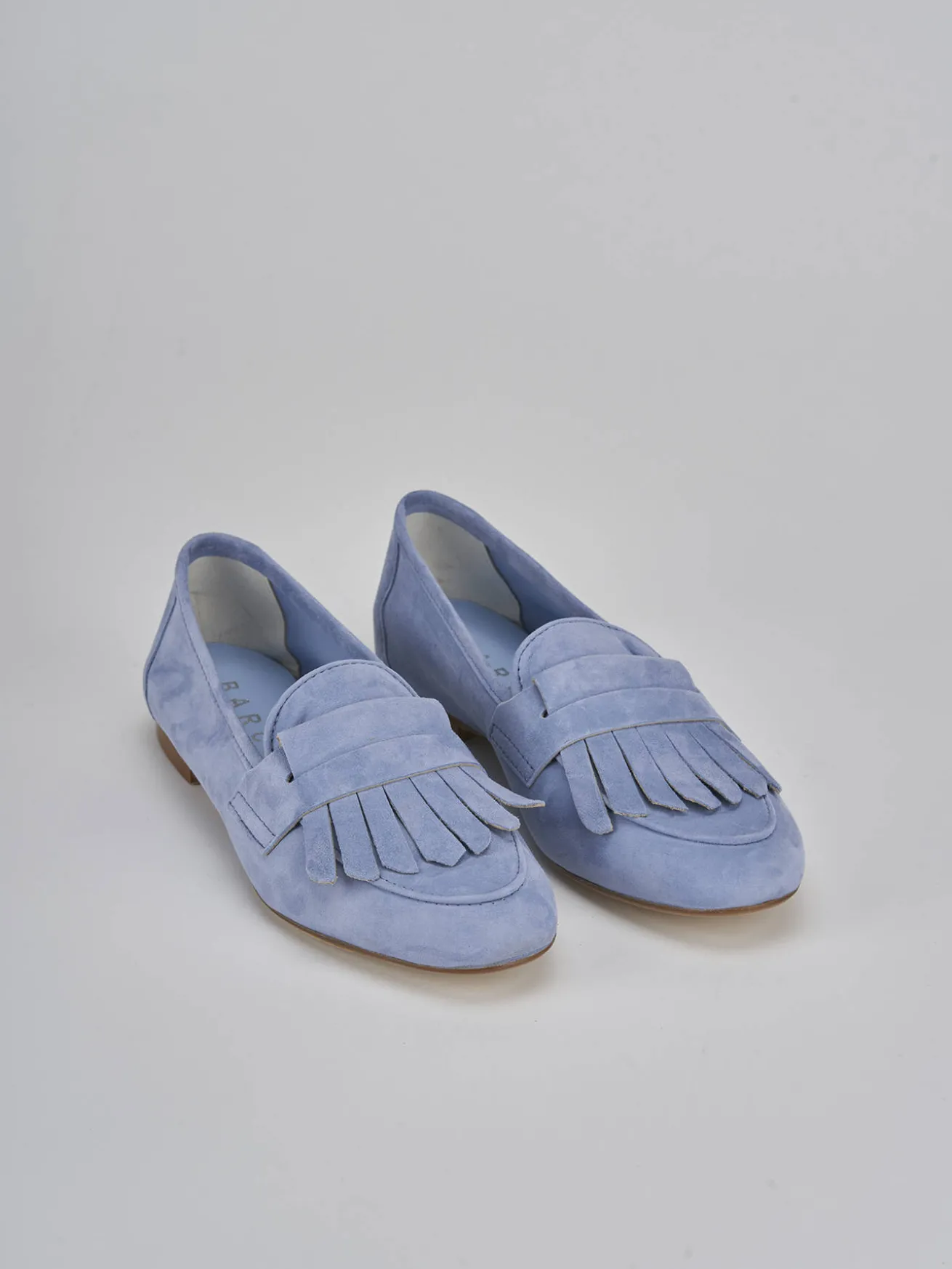 Mocassini tacco 1cm camoscio jeans