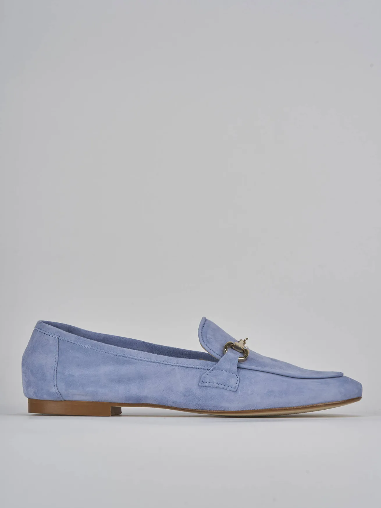 Mocassini tacco 1cm camoscio jeans