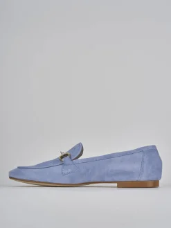 Mocassini tacco 1cm camoscio jeans