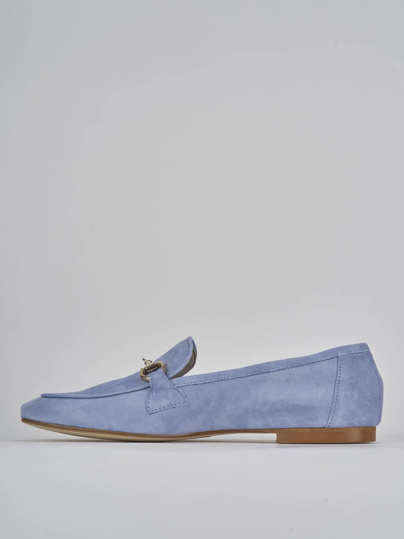 Mocassini tacco 1cm camoscio jeans