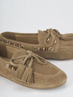 Mocassini tacco 1cm camoscio beige