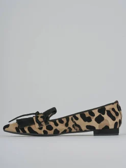 Mocassini tacco 1cm camoscio multicolor