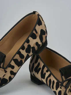 Mocassini tacco 1cm camoscio multicolor