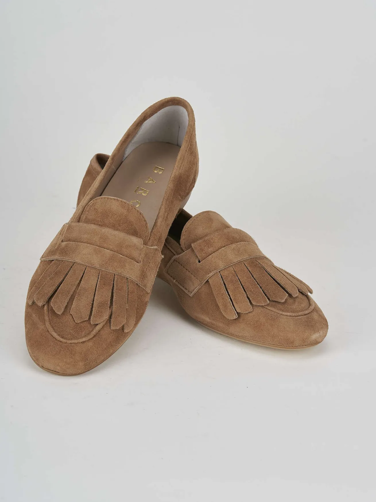 Mocassini tacco 1cm camoscio marrone