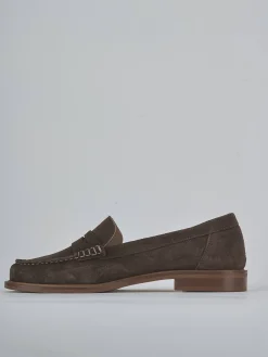 Mocassini tacco 1cm camoscio testa