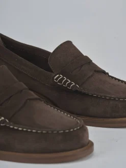 Mocassini tacco 1cm camoscio testa