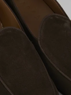 Mocassini tacco 2cm camoscio testa