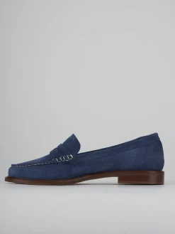 Mocassini tacco 2cm camoscio jeans