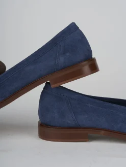 Mocassini tacco 2cm camoscio jeans