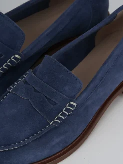 Mocassini tacco 2cm camoscio jeans