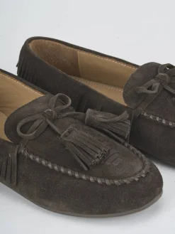 Mocassini tacco 1cm camoscio testa